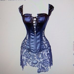 Zippered Corset Dress Lace & Faux Leather